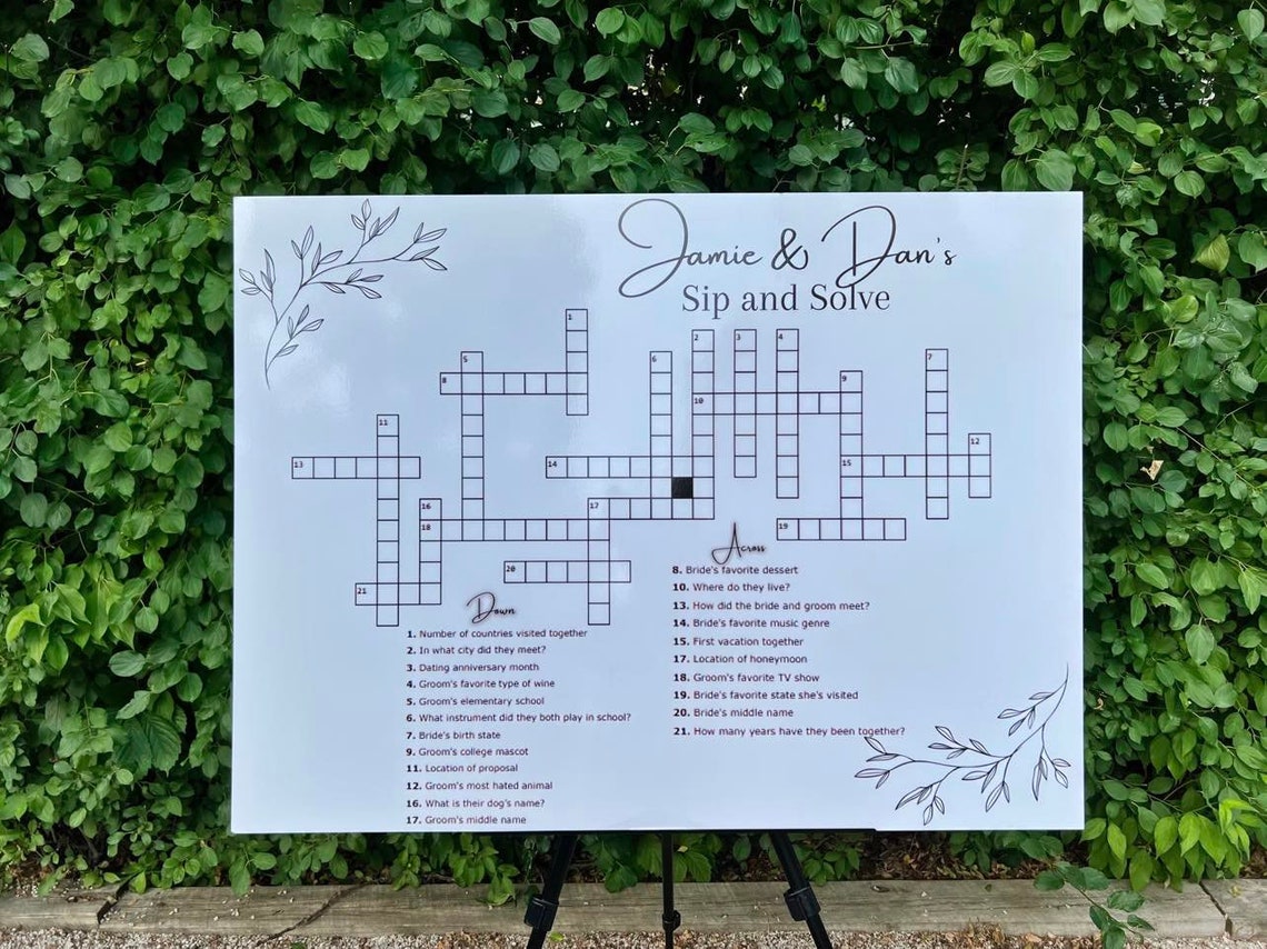 Custom Wedding Crossword Sip and Solve Digital Print at Etsy