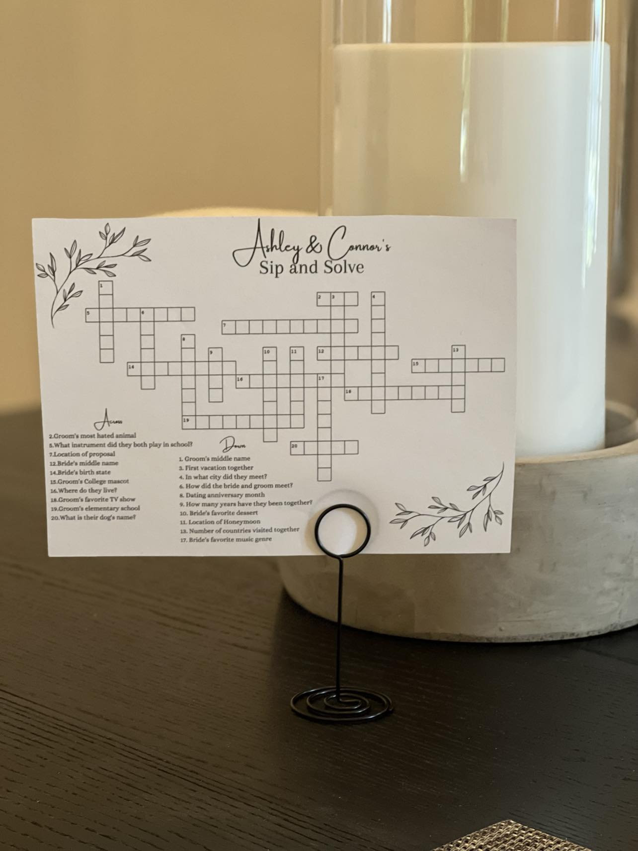 Custom Wedding Crossword Sip and Solve Digital Print at Etsy