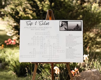 Custom Wedding Crossword -- Sip and solve - Dry Erase Board