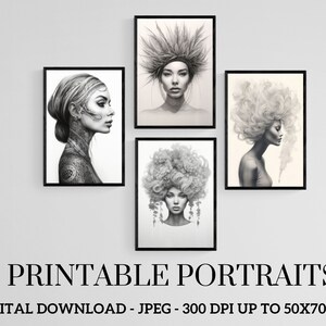 Schwarzweiß-Portrait Posterkunst, digitaler Download, druckbare Kunst Poster, nordisches Poster, druckbare Kunst im nordischen Stil, trendiges Portrait, Wandkunst