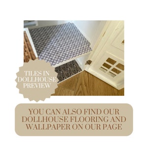 Image of printed floor tiles on standard printing paper, A4 size. Cut to fit flooring of dollhouse. One to twenty four scale. To print 1 to 12, adjust print setup or page setup, depending on your printer.