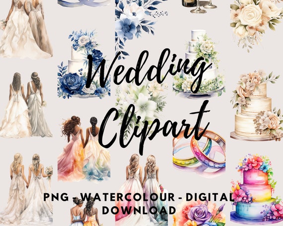 Lesbian Couple Wedding Clipart, Bride & Bride, Clip Art Wedding, Pride  Wedding, Watercolour Digital Download, LGBT Wedding, Rainbow, Bridal - Etsy