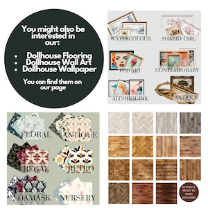 You might also be interested in our Dollhouse Flooring, Dollhouse Wall Art and Dollhouse wallpaper. Please check our page to find our great selection of miniature printable dollhouse files.