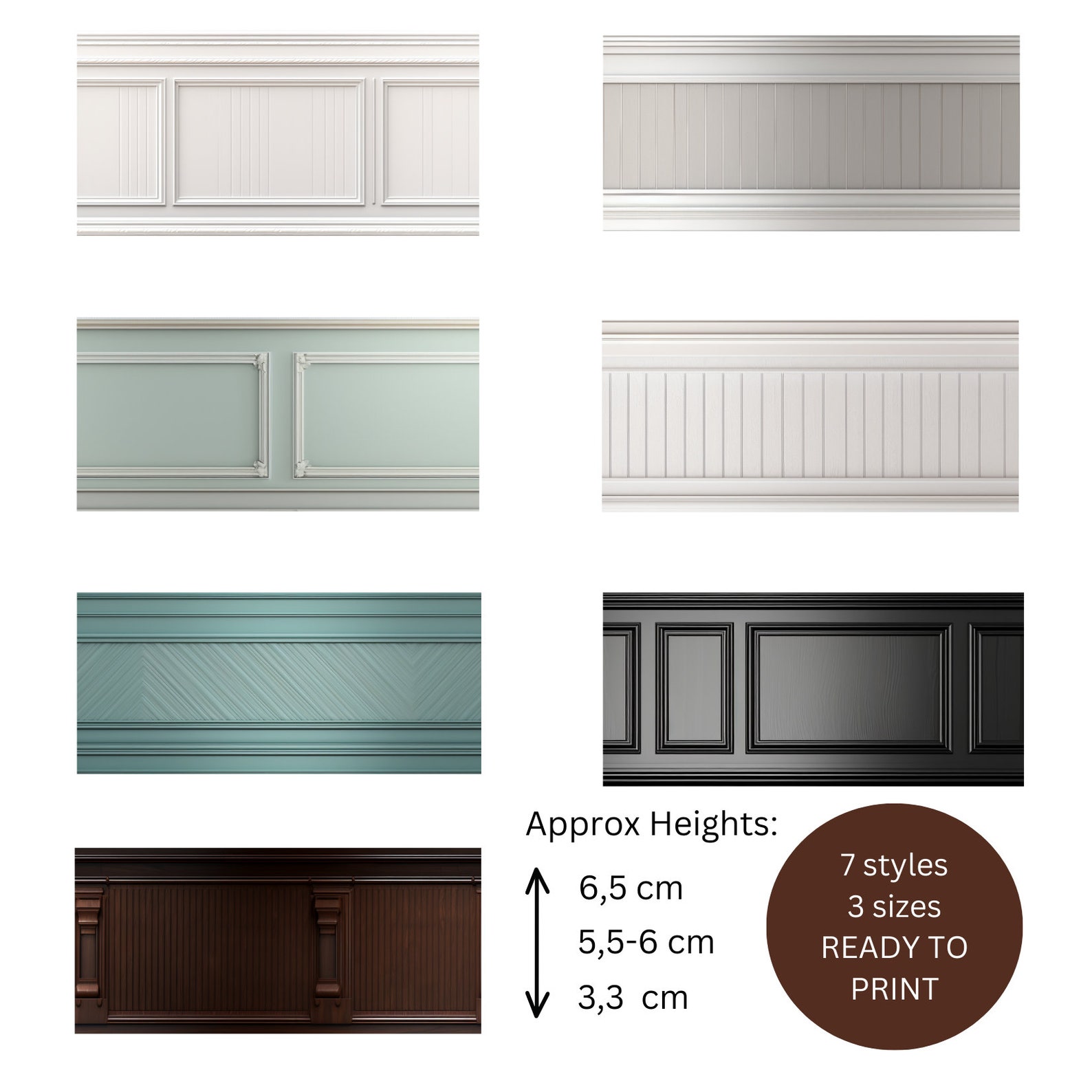 Dollhouse Wainscot and Wallpapers, Printable Miniature Wainscoting ...