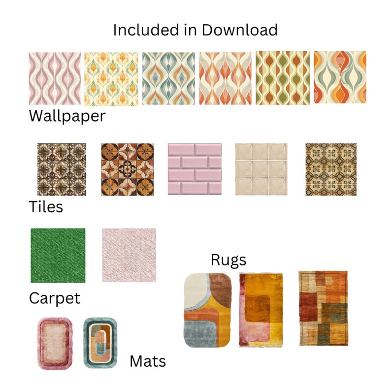 Dollhouse 70's Style Printable Sheets, Wallpapers, Tiles, Carpets ...
