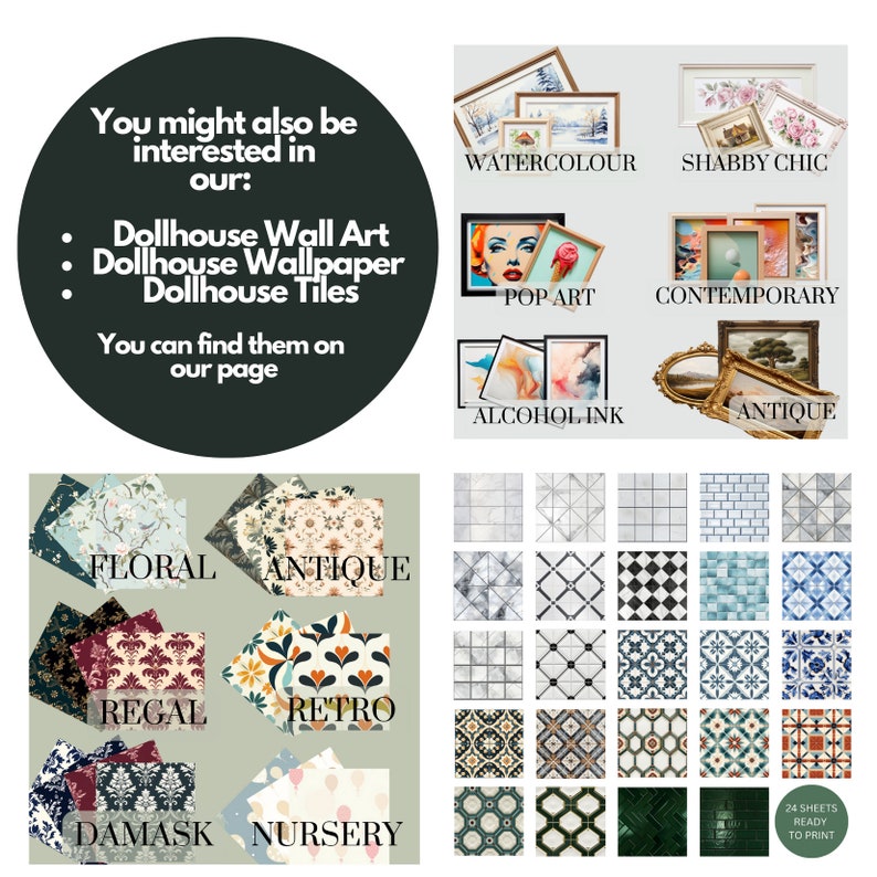 Dollhouse Miniatures Flooring, Printable A4 Sheets, Digital Instant ...