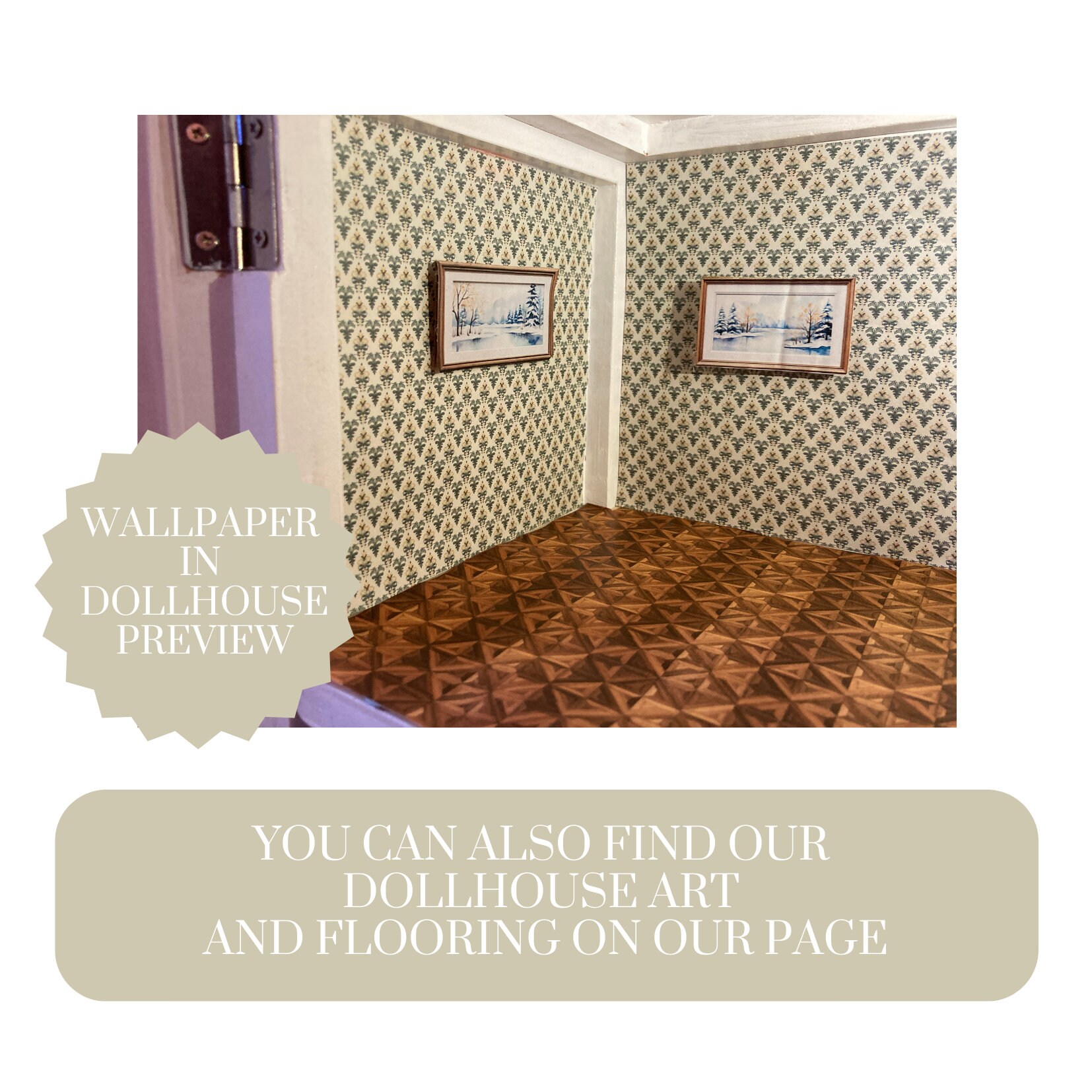 Dollhouse Miniatures Wallpaper, Printable A4 Sheets, Digital Instant