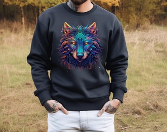 Kosmisk Wolf Wolf hoodie herr hoodie Graphic Hoodie Wolf Graphic t-shirt Wolf lover present Naturinspirerad present till honom Present till vän Wolf
