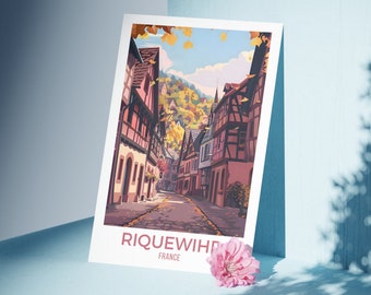 Impression d'art voyage Riquewihr Riquewihr France affiche impression voyage français rétro Riquewihr cadeau de voyage art mural imprimable oeuvre de Riquewihr