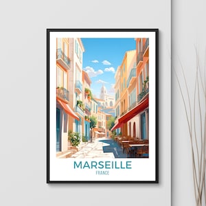 Marseille Travel Art Print Marseille France Poster Retro French Travel Art Marseille Travel Gift Printable Wall Art Marseille Airbnb Decor