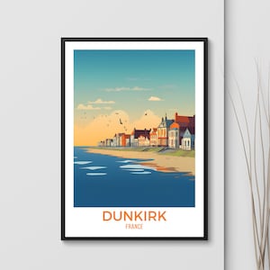 Dunkirk Travel Art Print Dunkirk France Poster Retro Travel Art Dunkirk Travel Gift Dunkirk Printable Wall Art Airbnb Decor Dunkirk Artwork