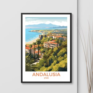 Andalusia Travel Art Print Costa del Sol Travel Poster Spain Travel Print Spanish Travel Gift Printable Wall Art Airbnb Andalusia Artwork
