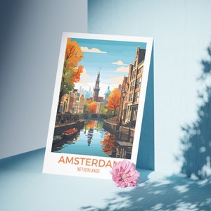 Amsterdam Travel Poster: Retro Netherlands Art Print (Digital Download)