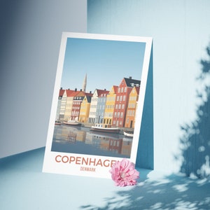 Stampa artistica di Copenhagen Travel, poster di paesaggi urbani scandinavi, download istantaneo di opere d'arte per l'arredamento nordico, arte murale minimalista e atmosfere Hygge