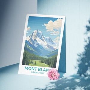 Mont Blanc Travel Art Print Chamonix France Travel Poster Retro French Alps Travel Print Chamonix Travel Gift Airbnb Mont Blanc Artwork