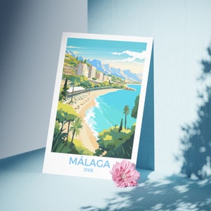 Malaga Spain Printable Wall Art Digital Download Mediterranean Coast Landscape Print Malaga Travel Poster Spanish Travel Gift Malaga Artwork