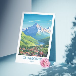 Chamonix Frankreich Kunstdruck Chamonix Reiseplakat Retro französische Alpen Reisegeschenk Printable Art Airbnb Chamonix Kunstwerk