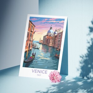 Venice Travel Art Print Venice Italy Poster Retro Italian Travel Print Venice Travel Gift Printable Wall Art Airbnb Venice  Canals Artwork