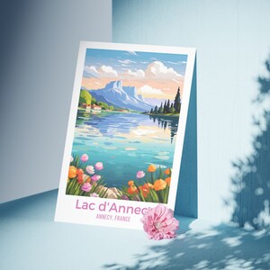 Lake Annecy France Art Print Annecy Travel Poster Retro French Alps Travel Print Annecy Travel Gift Printable Wall Art Airbnb Annecy Artwork