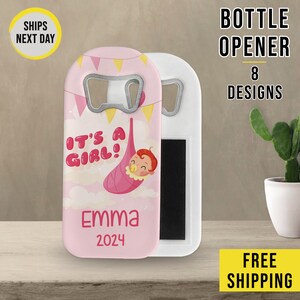Personalized Baby Shower Magnet Bottle Opener Favors, Custom Baby Shower Souvenir Magnet Bottle Opener Favor Girl and Boys Gifts for Guests