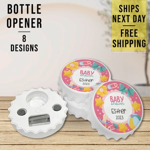 Personalized Baby Shower Magnet Bottle Opener Favors, Custom Baby Shower Souvenir Magnet Bottle Opener Favor Girl and Boys Gifts for Guests