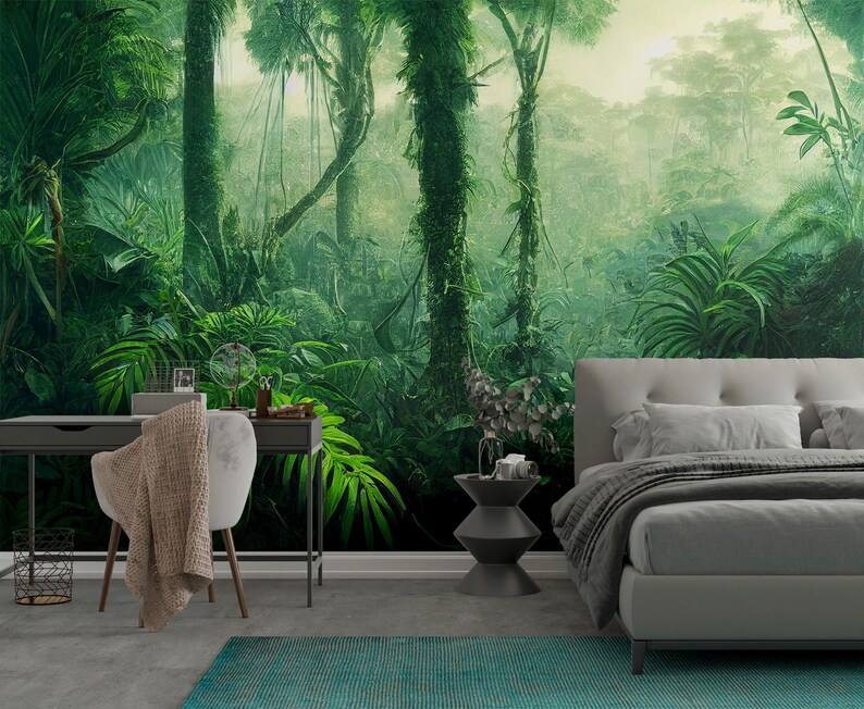 Tropical Rainforest Mural Wallpaper Tropical Botanical Palm Tree