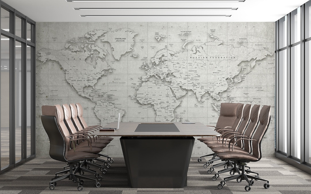 World Map Peel and Stick Wallpaper, Large Size Actual World Map Poster