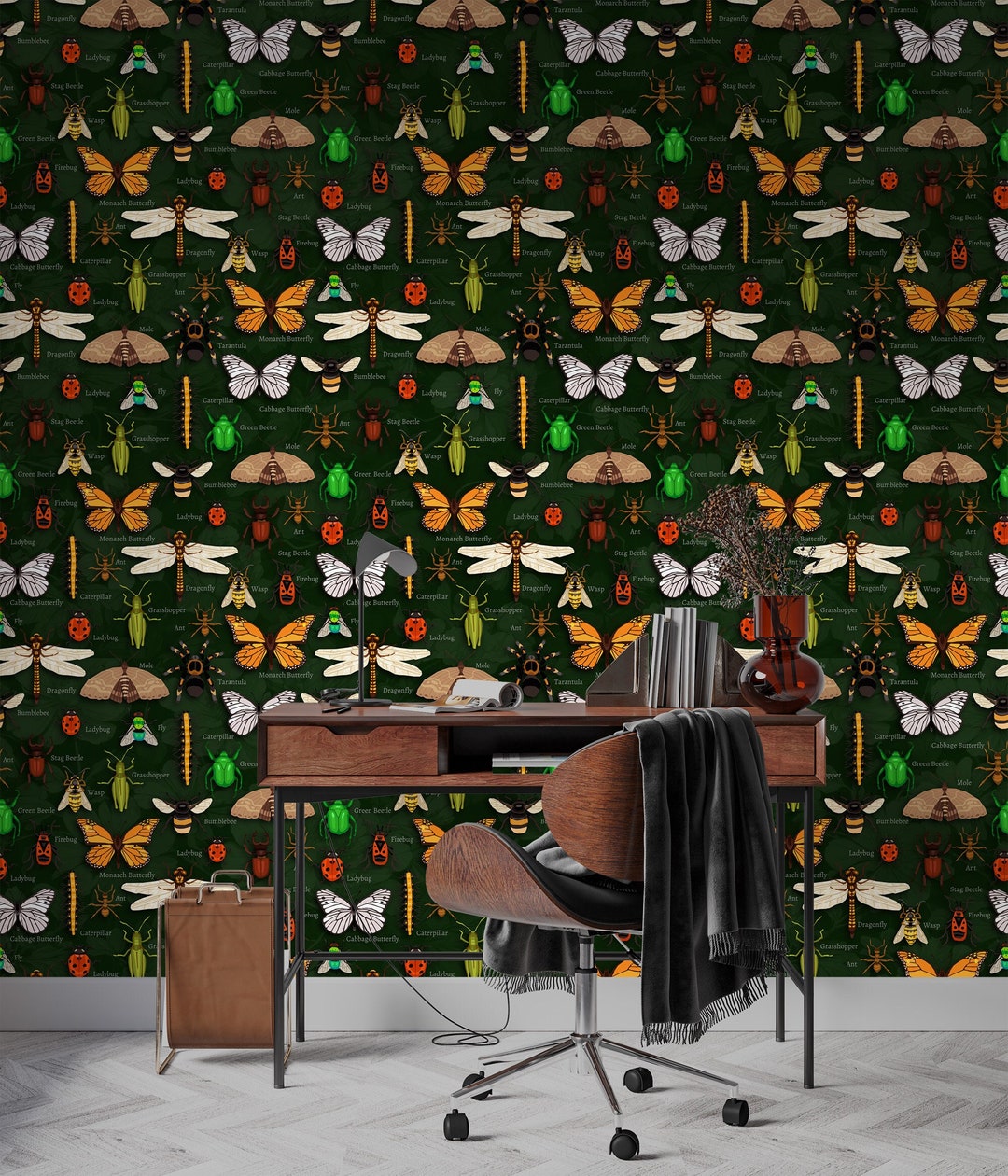 World of Insects Wallpaper, Monarch Butterfly and Friends Wall Mural ...