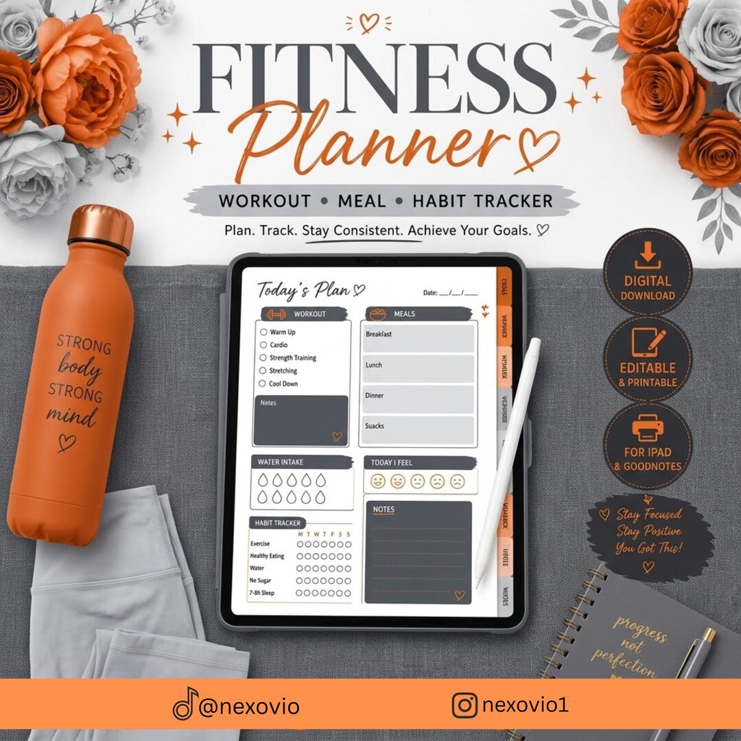 Comprehensive Fitness Planner Bundle | Workout Log | Meal Tracker | 30 ...