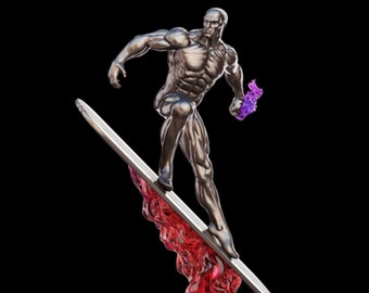 Archivo STL de la estatua de Silver Surfer, archivo STL de impresión digital 3D para impresoras 3D, personajes de películas, juegos, figuras, modelo Diorama 3D