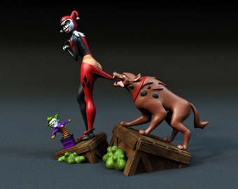 Harley Quinn Statue STL File, 3D Digital Printing STL File for 3D Printers, Movie Characters, Games, Figures, Diorama 3D Model