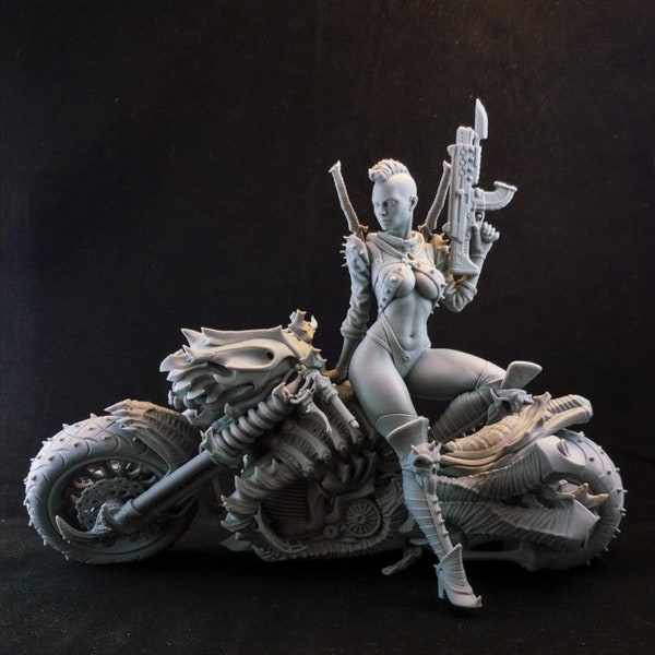 Cyber Metal Biker  Statue STL File, 3D Digital Printing STL File for 3D Printers, Movie Characters, Games, Figures, Diorama 3D Model