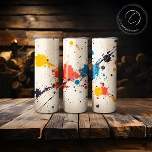 Splatter Patterned Tumbler, 20 oz Skinny Tumber Wrap, Painted Tumbler, Seamless Tumbler Wrap, Digital Download PNG SVG JPG, Art Design
