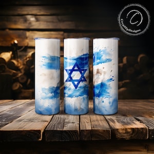 Israel Flag, Jesus, Nature Tumbler Wrap, 20 oz Seamless Skinny Tumbler Wrap, Sublimation Straight Tumbler PNG - Israel Design