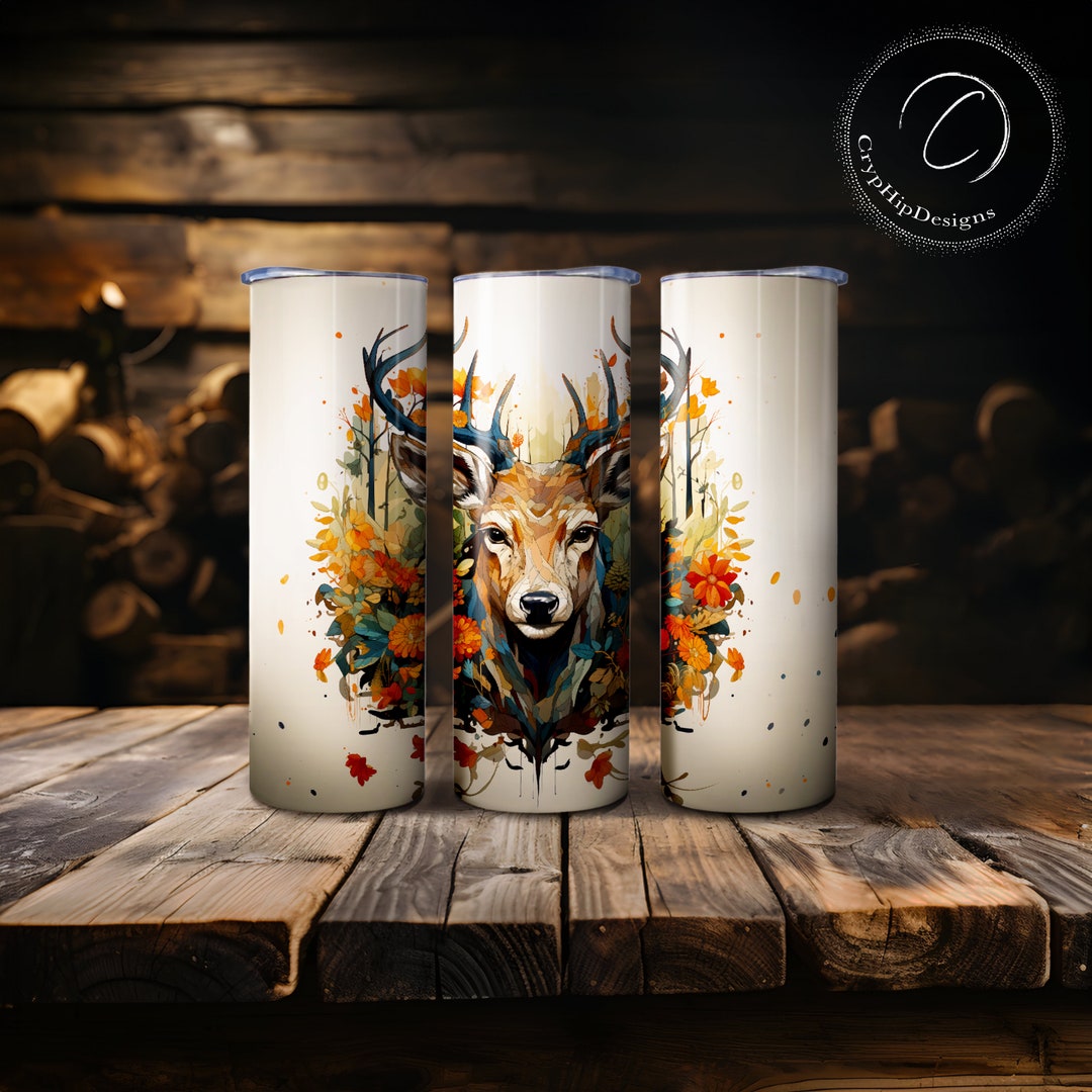 Deer Design, Hunting, 20 Oz Seamless Skinny Tumbler Wrap, Deer Hunting ...