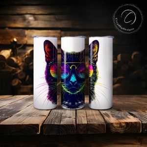 Cool katt vintage, -katt, palmträd SVG, retro svart katt clipart, rak tumblerwrap - sömlös sublimering PNG - SEO-guide