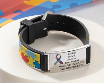 Medical Alert ID Bracelet for Kids Personalized Name Engraved Bracelet for Girls and Boys Allergy Alert Medical Band Gift for Her/Him