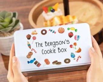 Customized Cookie Jar Tin Box with Name Gift for Baking Enthusiasts Unique Cookie Custom Storage Biscuit Tin Box Gifts for Her Mom Grandma