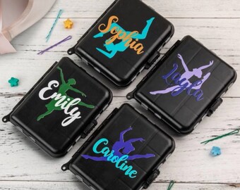 Custom Dance Pose Hair Pins Case with Name Personalized Organizer for Hair Pins with Dancer Pose Memorabilia Gifts for Dancers Birthday Gift