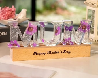 Customized LED Night Lamp Pressed Flowers Night Light Gift for Mum Aunt Grandma Mother's Day Gift for Her Unique Home Decor Lamp Gifts