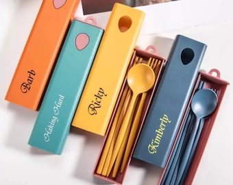 Personalized Portable Cutlery Set Customized Cutlery Gift Picnic Cutlery Set Utensils Set Travel and Daily Use Gift For Her Him Kids Student