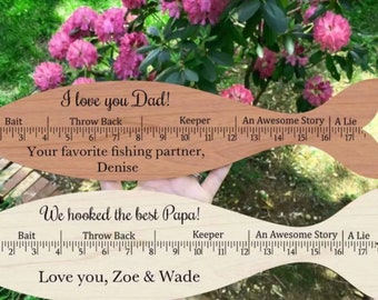Funny Fishing Gift Custom Engraved Wooden Fish Ruler Fishing Buddy Gifts Father of the Bride Present Wedding Keepsake for Groomsmen Bestman