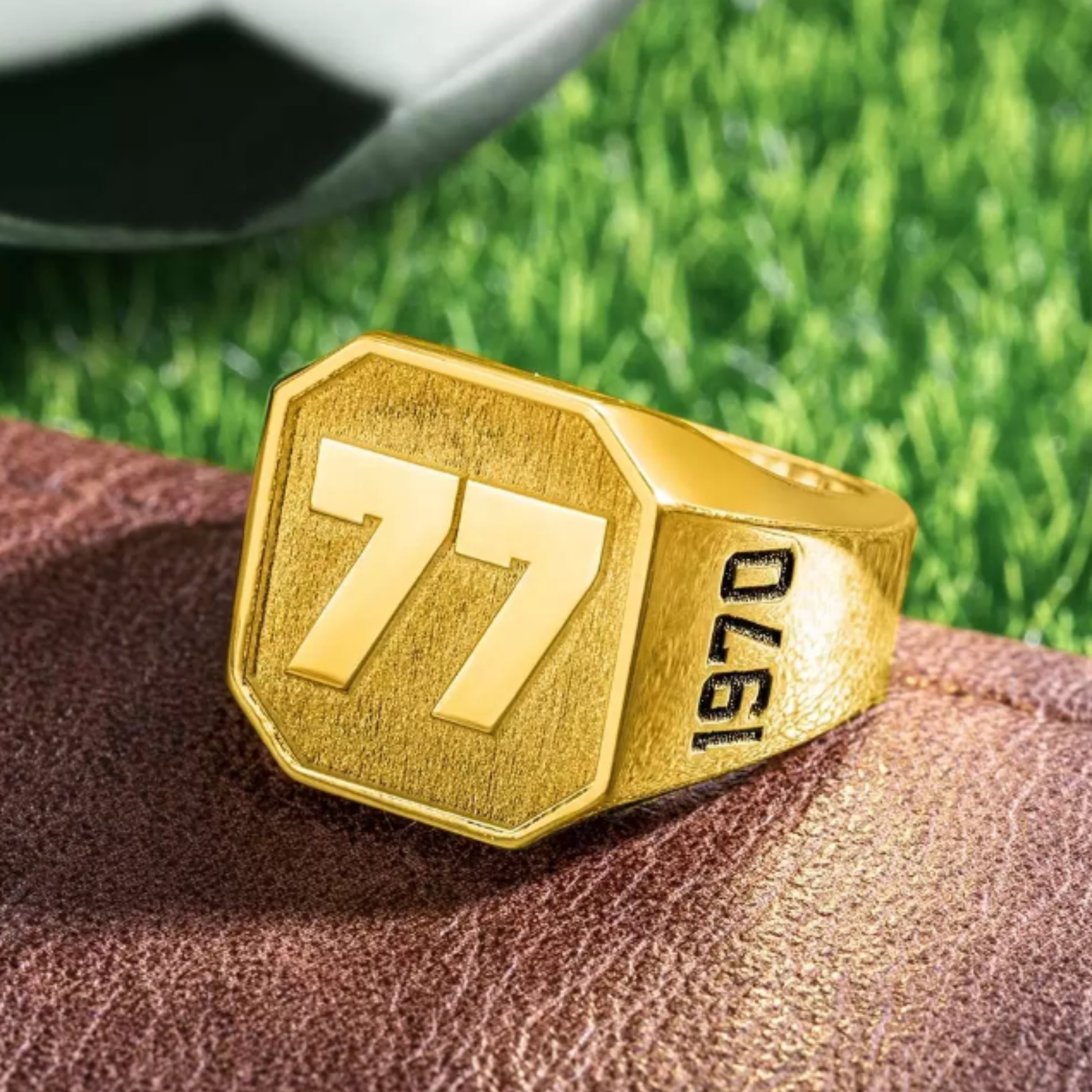 Personalized Number Signet Ring With Inner Engraved Sporty Jewelry Gift ...