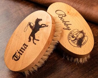 Custom Horse Grooming Brush & Comb Personalized Name Laser Engraved Horsehair Brush Gift for Horse Owner Unique Equestrian Gifts