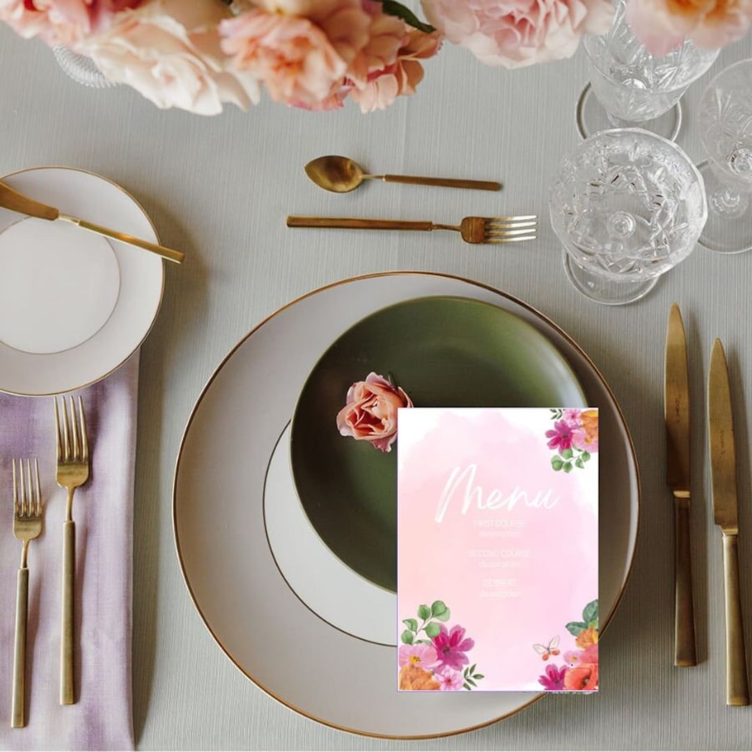 Editable Garden Party Menu Bridal Baby Shower Invitation Flowers Editable Garden Party Menu Bridal Baby Shower Invitation Flowers