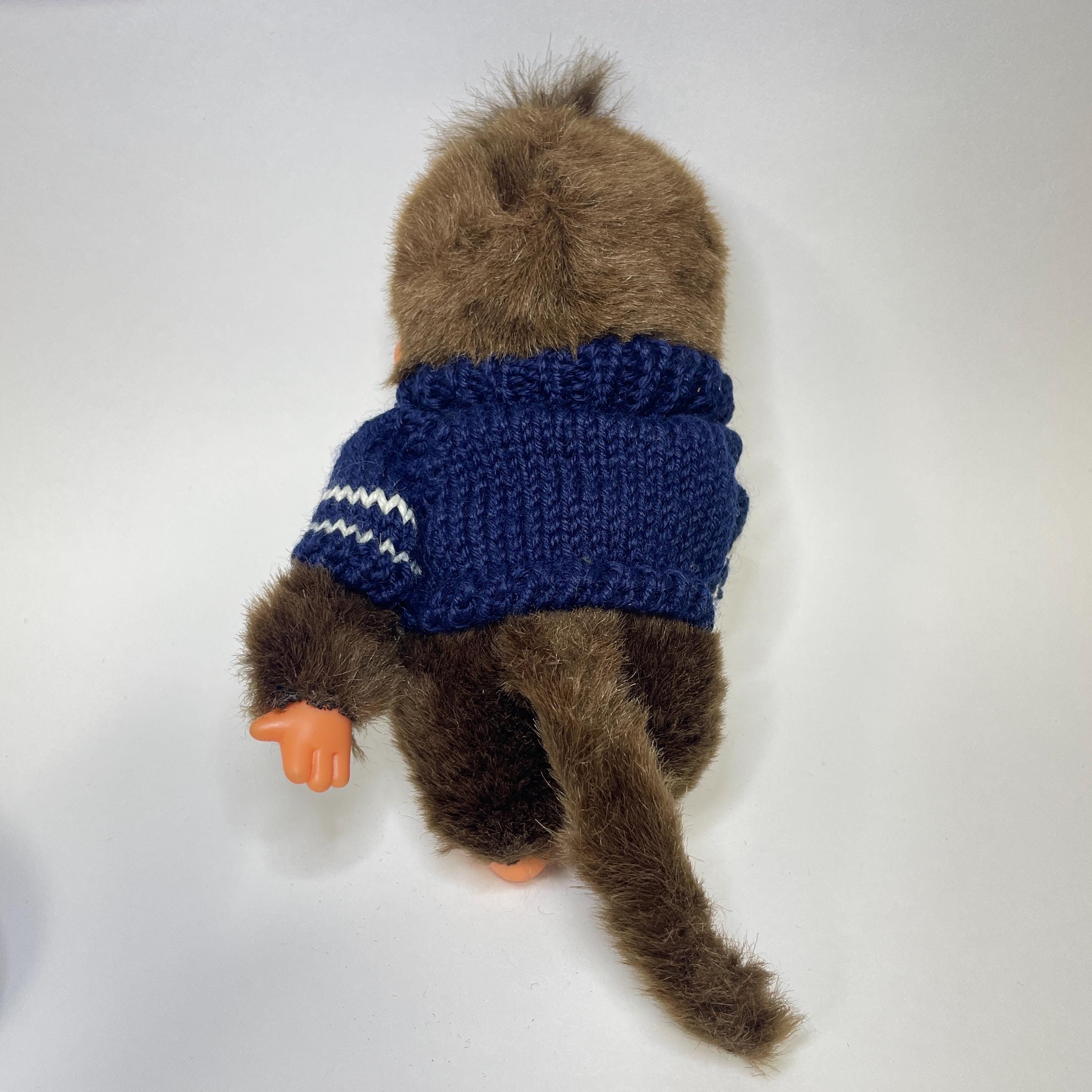 ヴィンテージモンチッチぬいぐるみ：ダークブルーセーター、8インチ