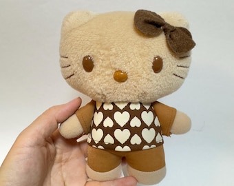 Vintage Hello Kitty Plush Brown & Beige Sanrio Toy 6” Heart Rare  2006s