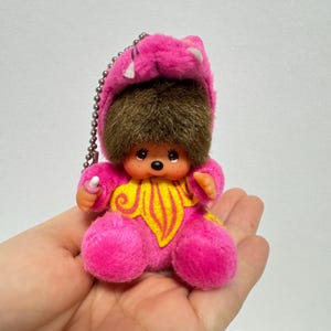 Monchhichi  Okinawa Limited Edition Shisa Pink Keychain,stuffed toy, stuffed animal,vintage plush doll,personalized gift,Gift for