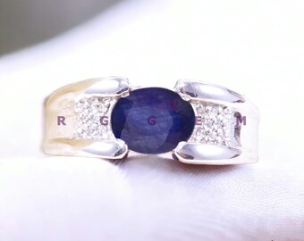 Vintage Blue Sapphire Men Ring, A+ Quality Ring, Statement Ring, Wedding Ring, Promise Ring, Handmade Men Ring, Unique Personalised Men Ring