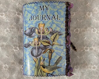 Handmade Vintage Trifold Iris Floral Junk Journal